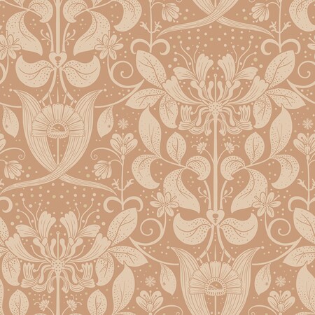 Manhattan Comfort Lorient Berit Coral Floral Crest 33 ft L X 209 in W Wallpaper BR4080-83128